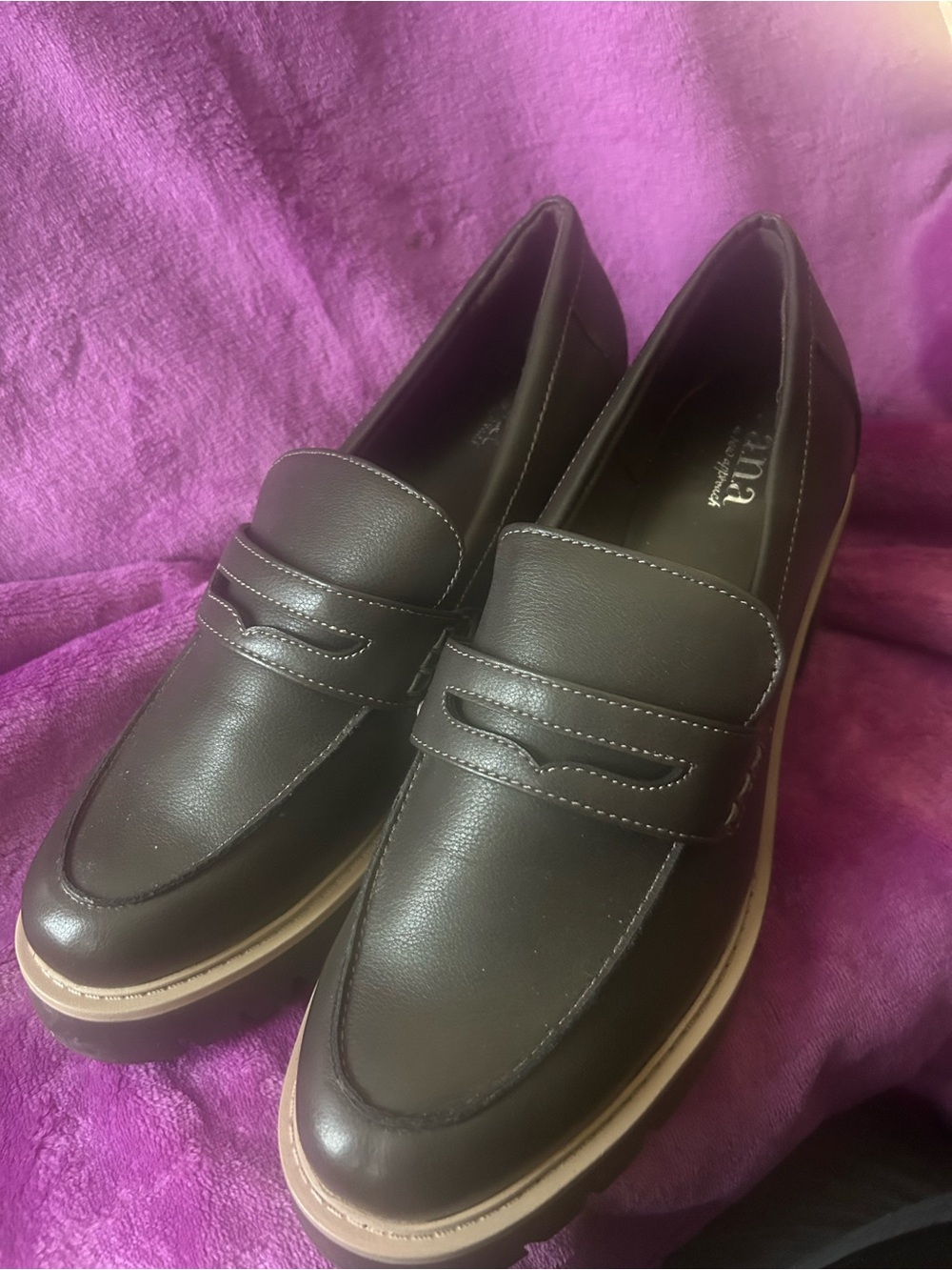 a.n.a Women's Dark Brown Lug Sole Penny Loafers
